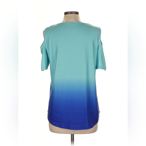 Unbranded Teal Cold Shoulder Short Sleeve Top Women’s Size L – EUC - Picture 3 of 7